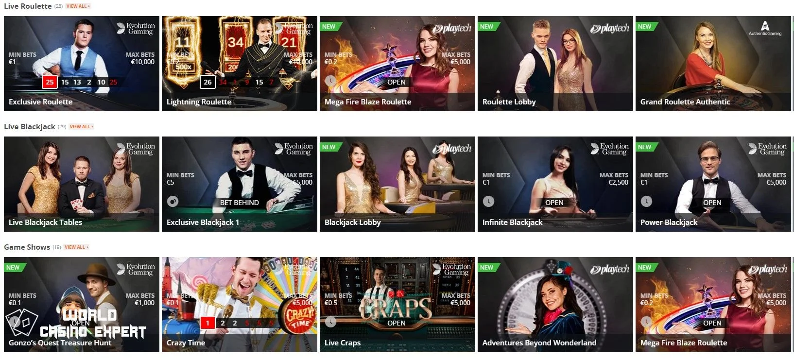 Live Games from Betsson | World Casino Expert