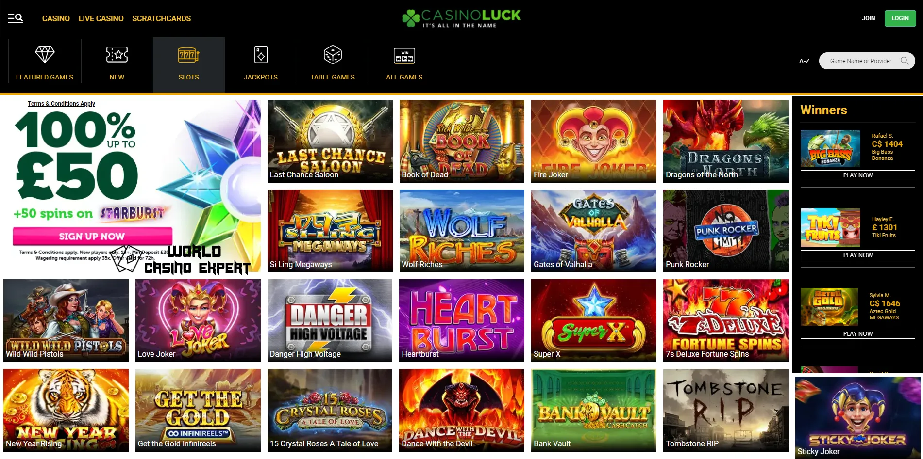 Games and Providers at CasinoLuck | World Casino Expert