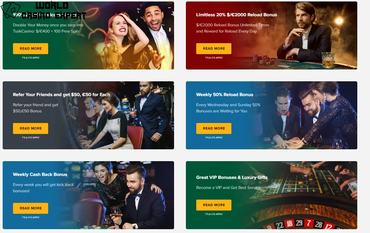 Promotions of The Online Casino Tusk | World Casino Expert