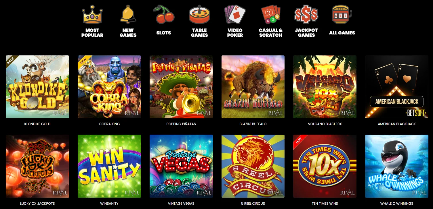 Games in Online Casino Golden Lady