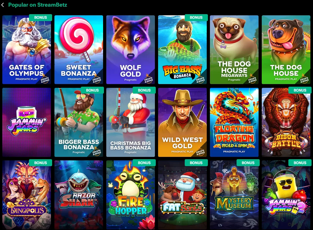 Slots and Providers in Casino StreamBetz