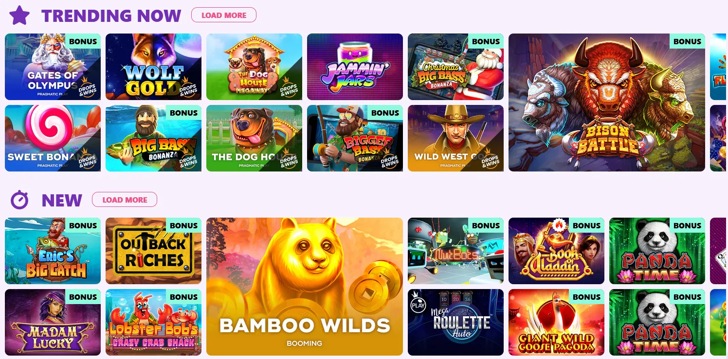Which slots from which providers are featured in the casino SpinPug?