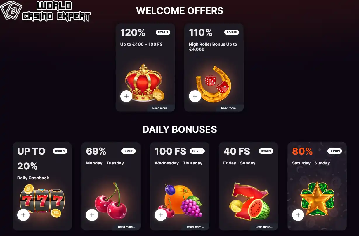 Bonuses at the Online Casino Go Spin