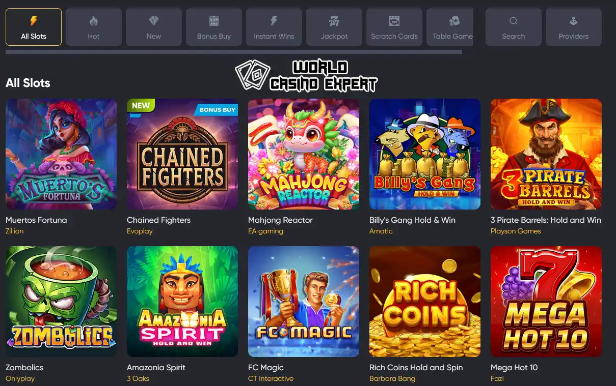 Selection of Spinline Casino Games