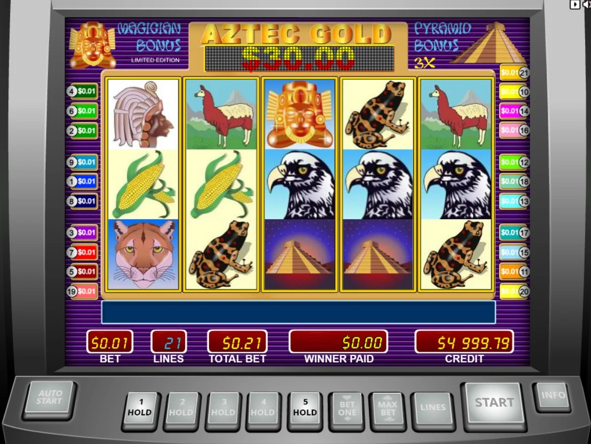 Graphics and interface - Slot Online Aztec Gold