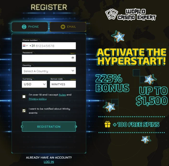 Registration and Verification | Winity Casino